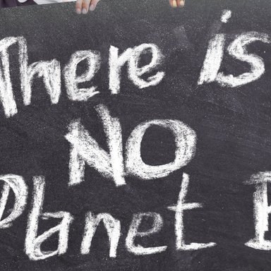 Auf einer Tafel Schrift There is NO Planet B
